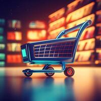 AI generated shop basket cart car photo