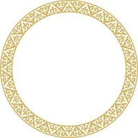 Vector gold Kazakh national round pattern, frame. Ethnic ornament of the nomadic peoples of Asia, the Great Steppe, Kazakhs, Kirghiz, Kalmyks, Mongols, Buryats, Turkmens