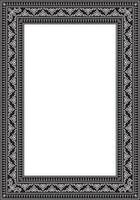 Vector monochrome black square Yakut ornament. An endless rectangular border, a frame of the northern peoples of the Far East.