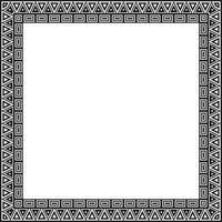 Vector black monochrome square national Indian patterns. National ethnic ornaments, borders, frames. colored decorations of the peoples of South America, Maya, Inca, Aztecs