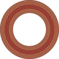 Vector golden and red round Yakut ornament. Endless circle, border, frame of the northern peoples of the Far East