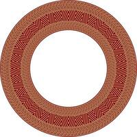 Vector golden and red round Yakut ornament. Endless circle, border, frame of the northern peoples of the Far East