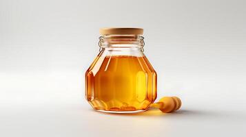 AI generated honey jar on white background photo