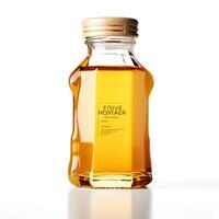 AI generated honey jar on white background photo