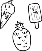 linda dibujos animados verano comida tema icono Arte para niños vector