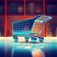 AI generated shop basket cart car photo