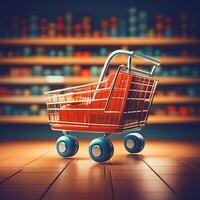 AI generated shop basket cart car photo