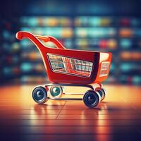 AI generated shop basket cart car photo