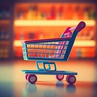 AI generated shop basket cart car photo