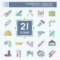 Icon Set Carpentry. related to building tool symbol. doodle style. simple design editable. simple illustration vector