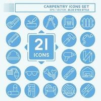 Icon Set Carpentry. related to building tool symbol. blue eyes style. simple design editable. simple illustration vector