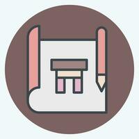 Icon Drawing. related to Carpentry symbol. color mate style. simple design editable. simple illustration vector