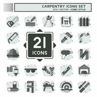 Icon Set Carpentry. related to building tool symbol. comic style. simple design editable. simple illustration vector