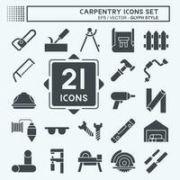 Icon Set Carpentry. related to building tool symbol. glyph style. simple design editable. simple illustration vector