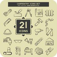 Icon Set Carpentry. related to building tool symbol. hand drawn style. simple design editable. simple illustration vector