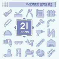 Icon Set Carpentry. related to building tool symbol. two tone style. simple design editable. simple illustration vector