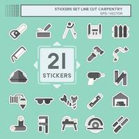 Sticker line cut Set Carpentry. related to building tool symbol. simple design editable. simple illustration vector