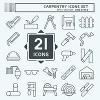 Icon Set Carpentry. related to building tool symbol. line style. simple design editable. simple illustration vector