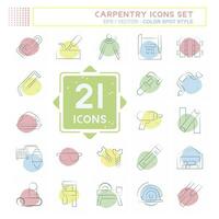 Icon Set Carpentry. related to building tool symbol. Color Spot Style. simple design editable. simple illustration vector