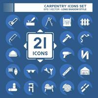 Icon Set Carpentry. related to building tool symbol. long shadow style. simple design editable. simple illustration vector