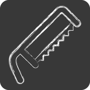 Icon Hacksaw. related to Carpentry symbol. chalk Style. simple design editable. simple illustration vector