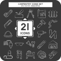 Icon Set Carpentry. related to building tool symbol. chalk Style. simple design editable. simple illustration vector