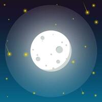 a yellow star in the night sky with a moon in the background vector