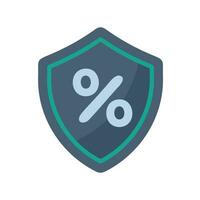 Shield icon protecting tax money with percentage symbol vector