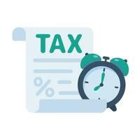 tax document icon Tax filing documents with stopwatch Tax filing schedule vector