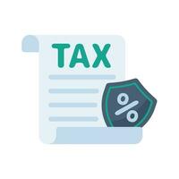 tax document icon Tax filing documents with shield protecting money vector