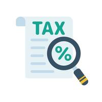 tax document icon Tax filing documents with magnifying glass vector