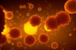 Science micro biology concept. Yellow Corona virus outbreak epidemic. photo