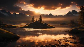 lake and mountains. photo