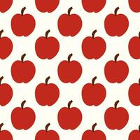 Red Apple seamless pattern. Eco farming fruit. Harvesting background. Flat vector illustration.