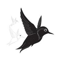 A Flock of Flying Birds. Vector.Set of black bird silhouettes. Vector elements for design.