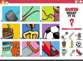 guess the objects cartoon educational activity vector