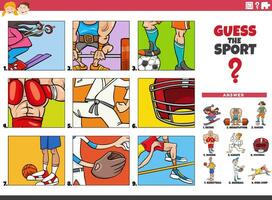 guess the sports discipline cartoon educational activity vector