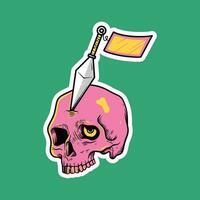 pink skull head logo design, stickers, posters, printing and other uses vector