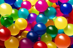abstract pc desktop wallpaper background with flying bubbles on a colorful background. photo