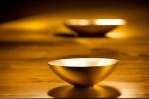 Yellow gold product stand on background. Abstract minimal geometry concept. photo