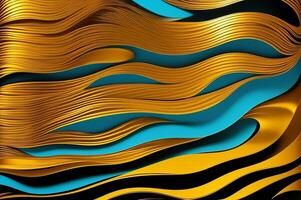Water gold and blue waves abstract luxury background for copy space text. photo