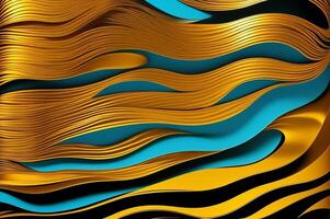 Water gold and blue waves abstract luxury background for copy space text. AI Generated photo