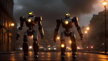 Futuristic robot with artificial intelligence. photo