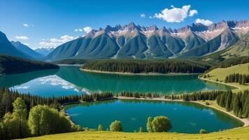 lake and mountains. photo