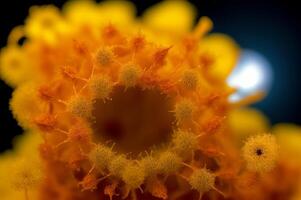 Science micro biology concept. Yellow Corona virus outbreak epidemic. photo