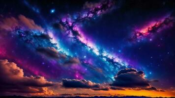 vistoso espacio galaxia nube nebulosa. stary noche cosmos. universo Ciencias astrónomo. ai generado foto