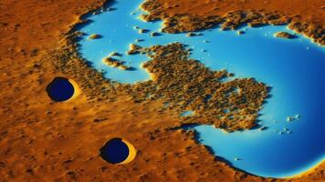 Blue earth seen from the moon surface. photo