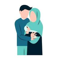 Muslim Parents With Newborn Baby vector