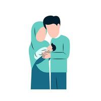 Muslim Parents With Newborn Baby vector