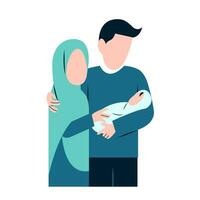 Muslim Parents With Newborn Baby vector
